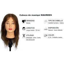 Cabeza Maniquí de Peluquería de Pelo Natural